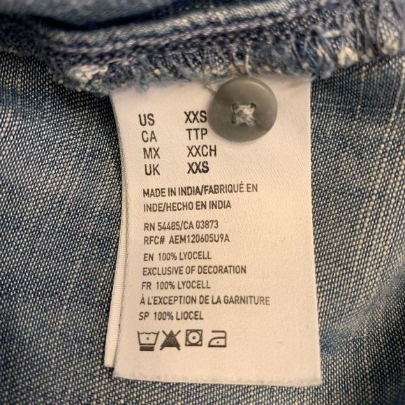 XXS American Eagle Chambray Shirt Dress Tie Waist - Picture 8 of 9